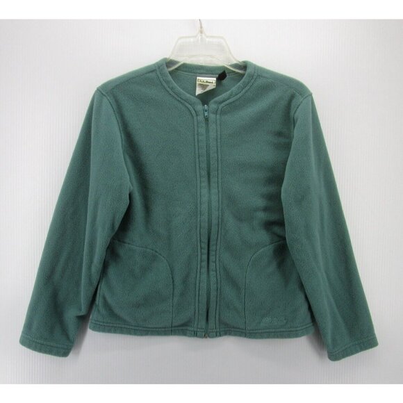 VINTAGE LL Bean Sweatshirt Small Fleece Cursive Logo Full Zip 90s - Picture 1 of 12